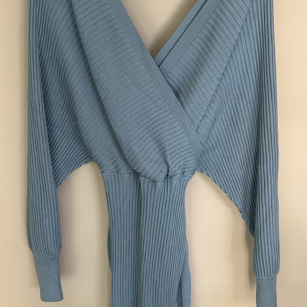 Love Tree Dusty Blue V-Neck Sweater